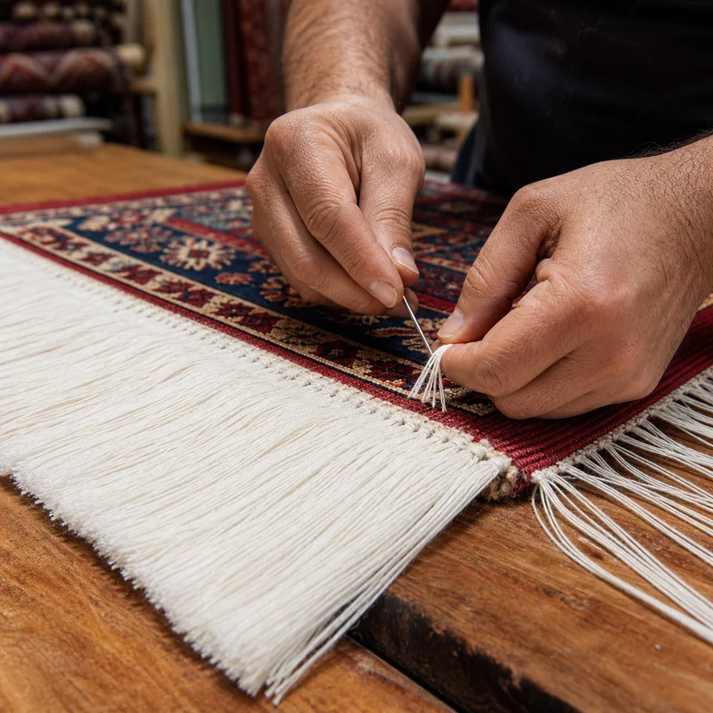 Saçak yapımı — halıya yeni saçak takılması
